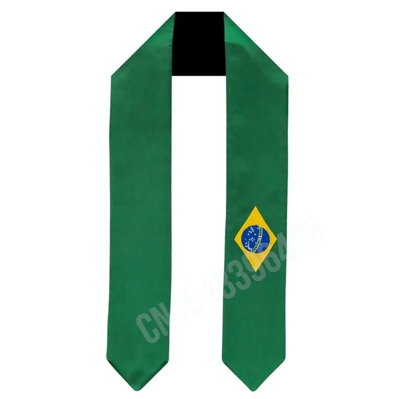 Brazil Flag Scarf Top Print Graduation Sash Stole International Study Abroad Adult Unisex Party Accessory