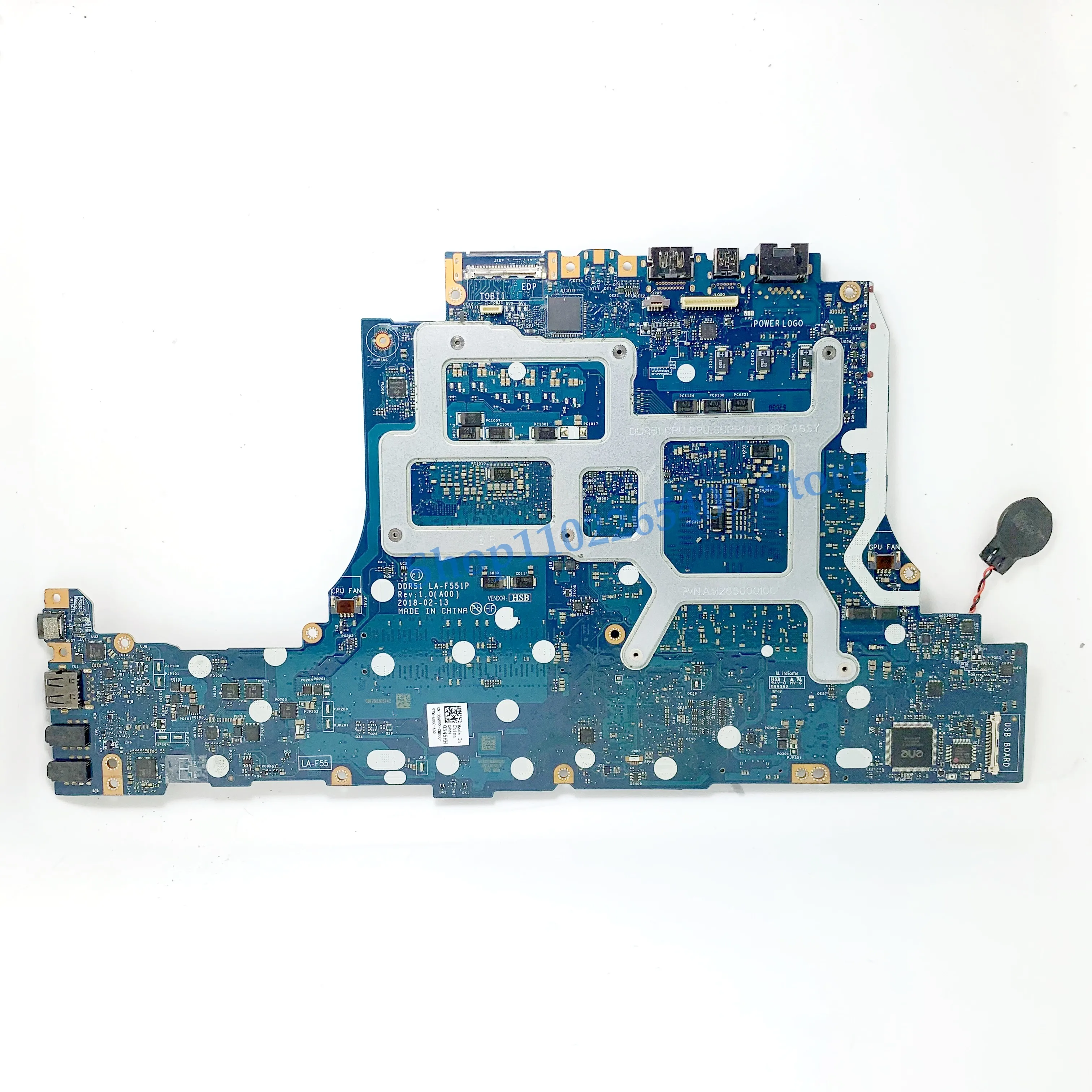 

345HH 0345HH CN-0345HH For DELL 15 R4 17 R5 Laptop Motherboard DDR51 LA-F551P W/SR3Z0 i5-8300H CPU N17E-G1-A1 GTX1060 100%Tested