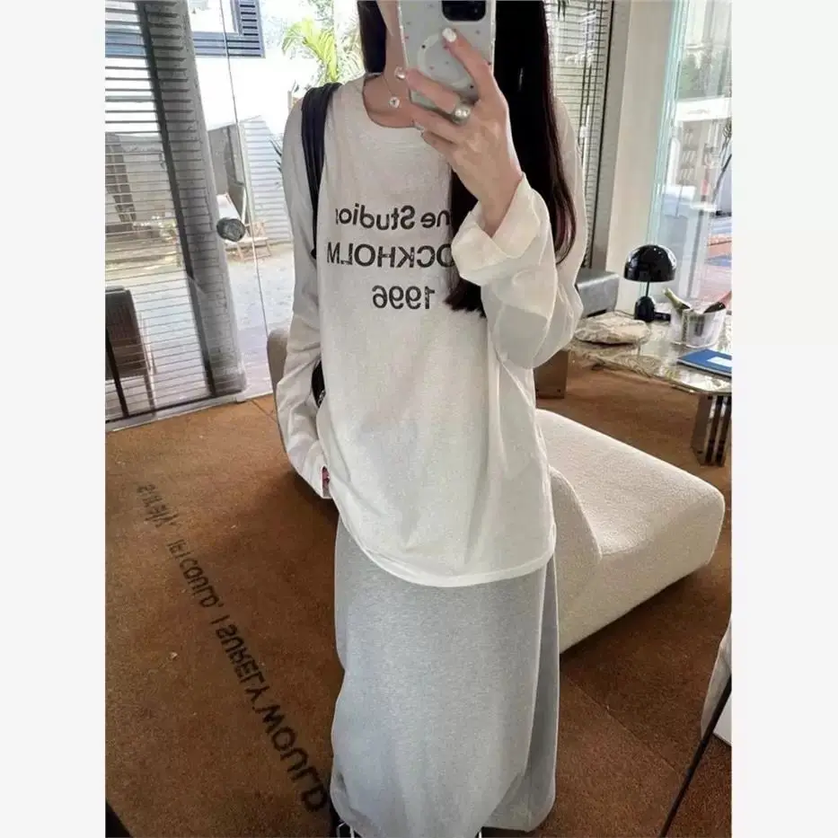 Fashion Letter Print T-shirt Women Loose Casual Long Sleeve Thin Sunscreen Shirt Top