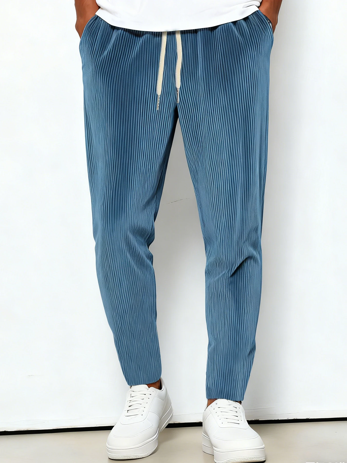 

Men's Casual Trousers Drawstring Solid Color Thin Autumn Spring Suit Pants