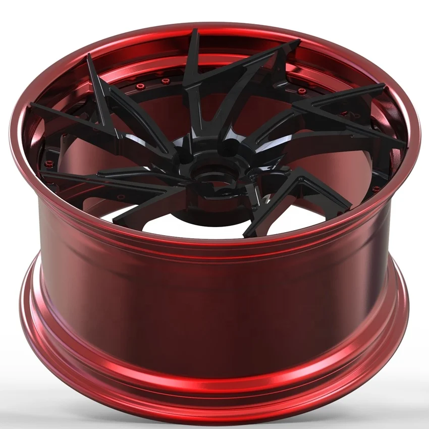 18 19 20 21 22 Inch 2 Piece Forged Wheels Red Brushed Concave Deep Lip Rims PCD 5x112 5x120 5x114.3