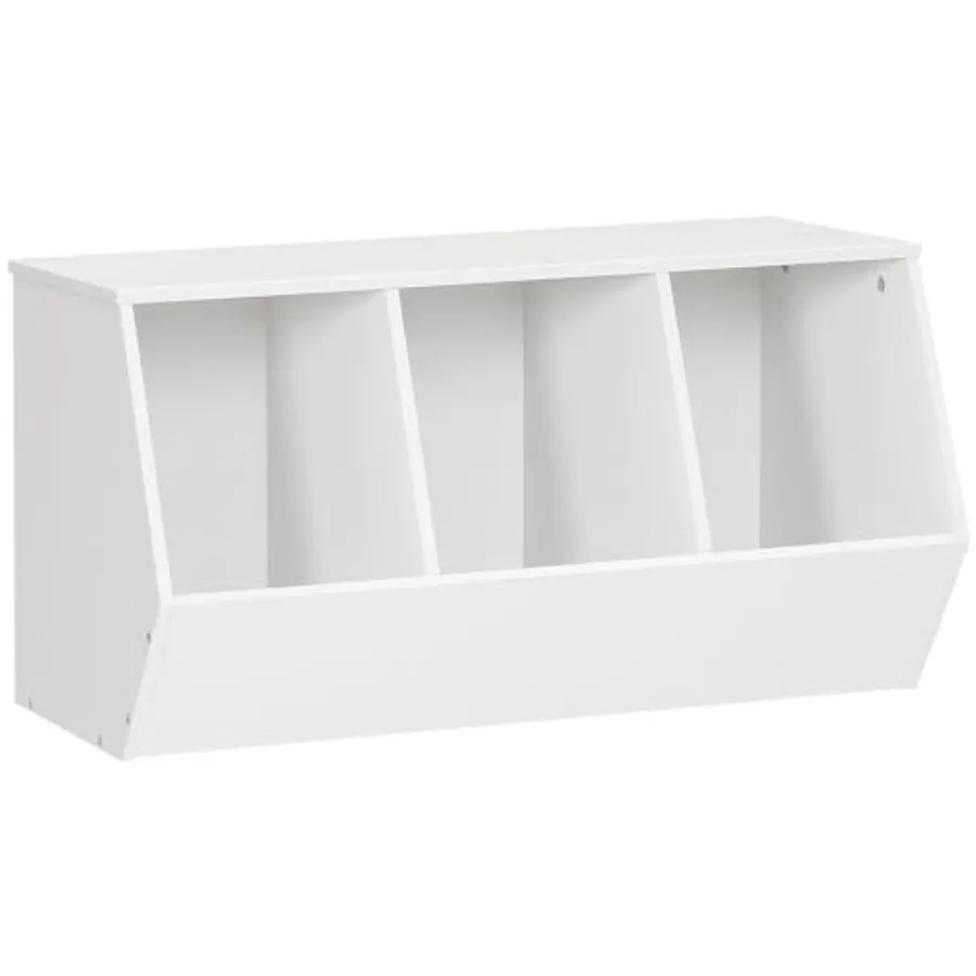 

Toy Storage Cubby Bookshelf Stackable 3-Bin Toy Storage Cabinet Bookcase Footboard 's Toy Shelf Hallway WT30CW01