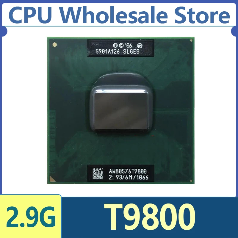 معالج الكمبيوتر المحمول Intel Core 2 Duo T9800 SLGES CPU 2.9 جيجا هرتز ثنائي النواة ثنائي الخيط 6 متر 35 واط مقبس P GM45 PM45 #1