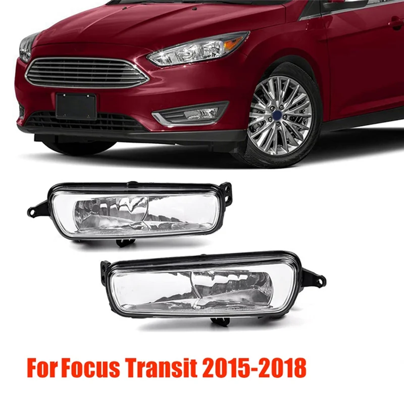 1Pair Front Bumper Fog Light Assembly F1EB-15A255-AB F1EB-15A254AB for Focus Transit 2015-2018 Spot Lamps with Bulb