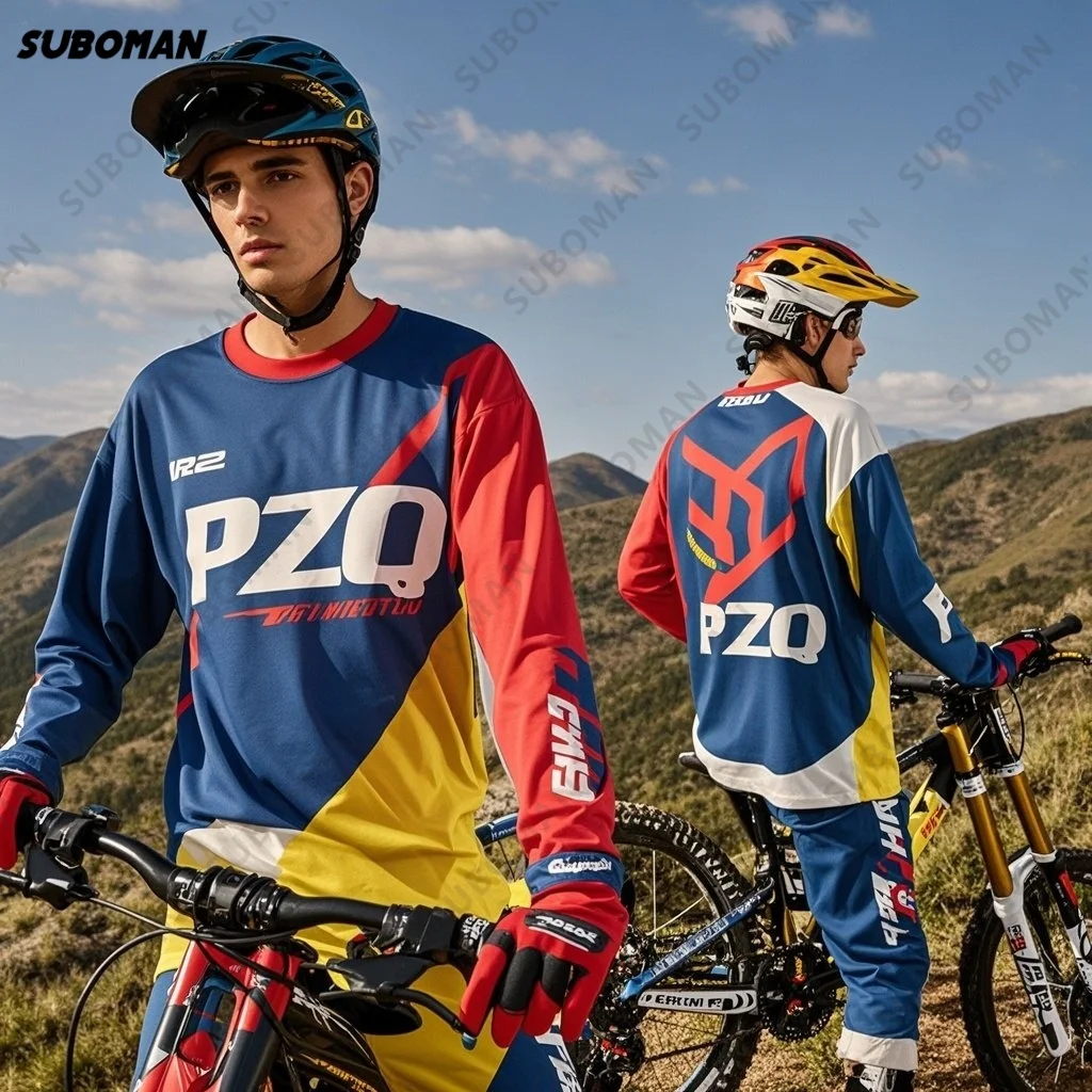 

New PZQ Men Long Sleeved Off-road Motorcycle Riding Suit Downhill Mountain Shirt Off-road Bike Comfortable Breathable Riding fir