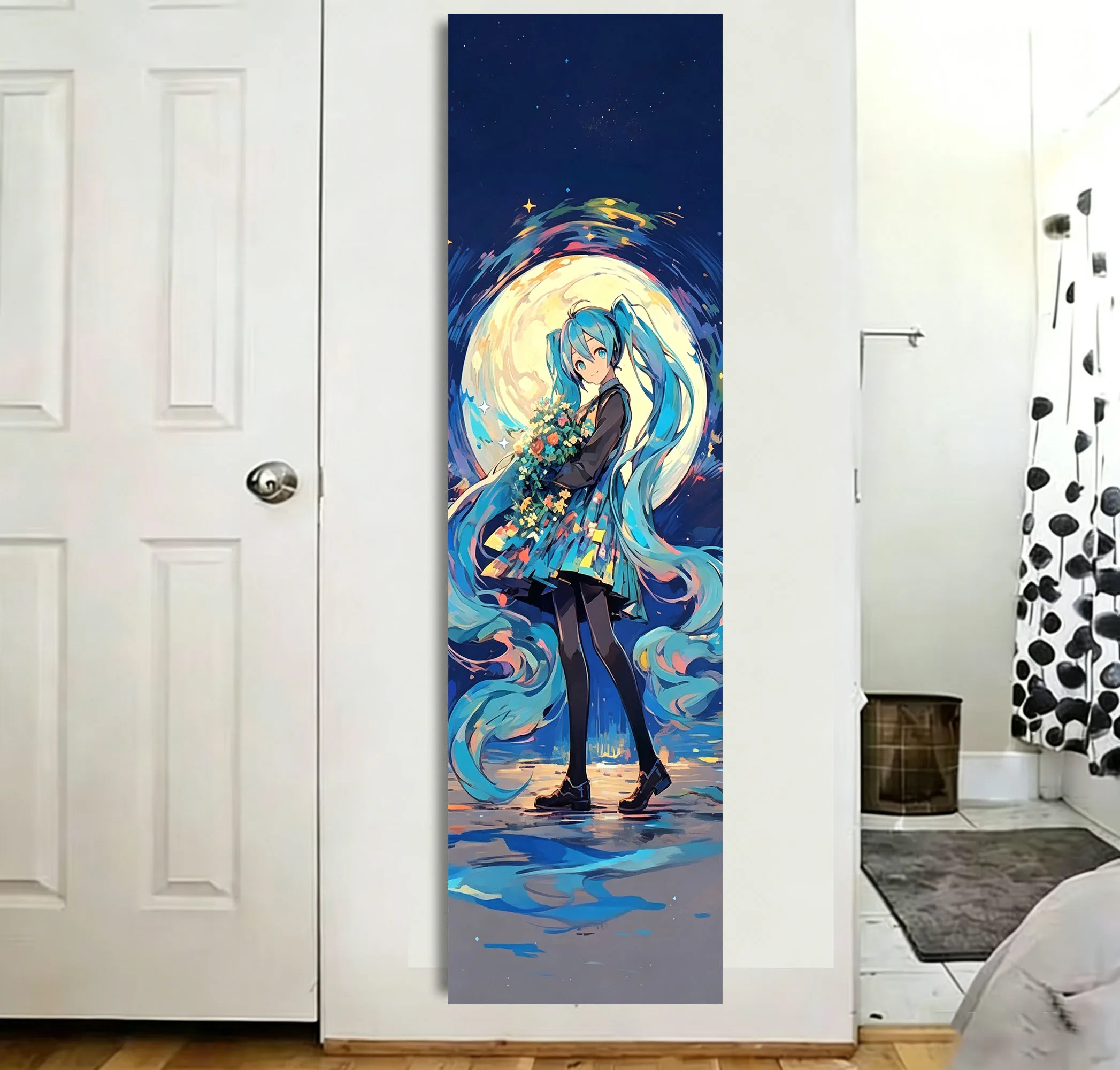 M-Miku Floating in the Deep Sea Tapestry Anime Pink Twintails Girl Large Long Tapestry Suitable For Bedroom Dorm Wall Decor Pink