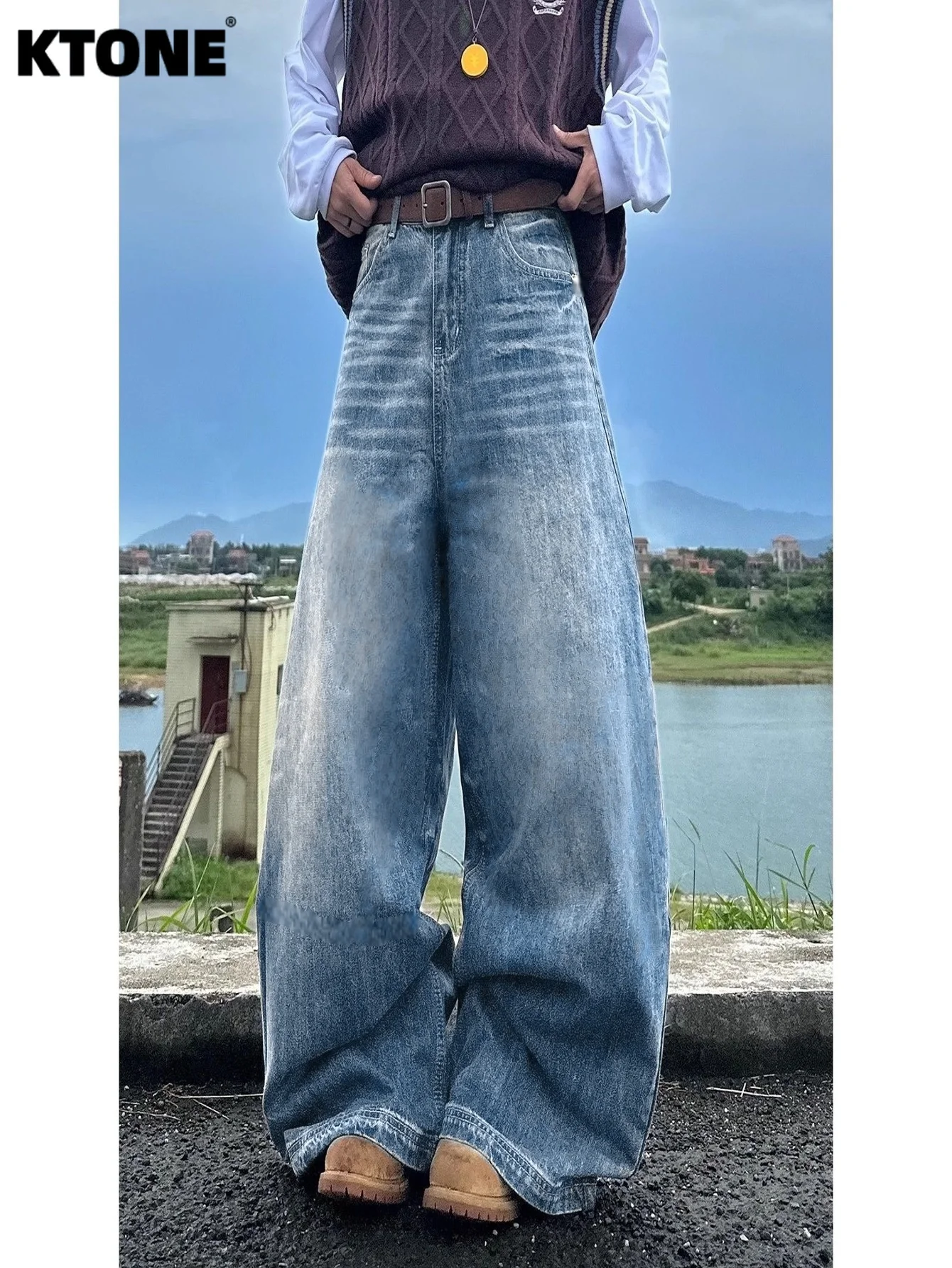 

Men's Loose Blue Jeans Pants Unisex Y2k Original Drip Trend Comfort Wear No accessories or belts included