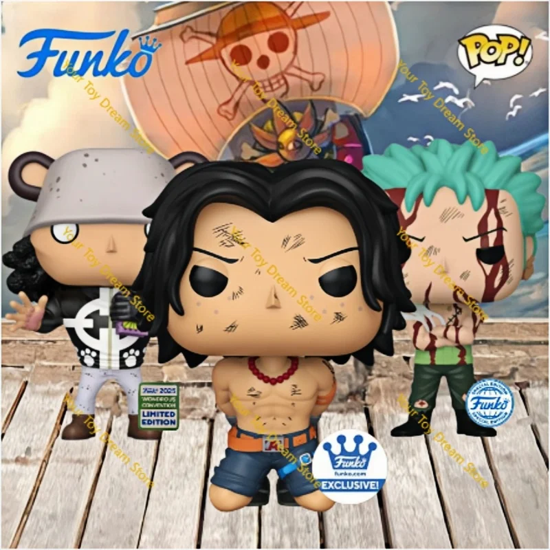 Funko Pop Luffy Zoro Usopp نموذج لجسم أنيمي قطعة واحدة سيارة سطح المكتب الدمى زينة زخرفية طفل طبعة محدودة دمى هدايا