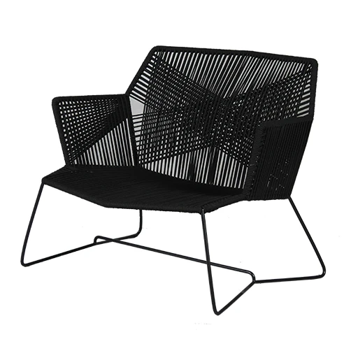 

Contemporary rope weaving outside seating area black outdoor restaurant armchair for garden