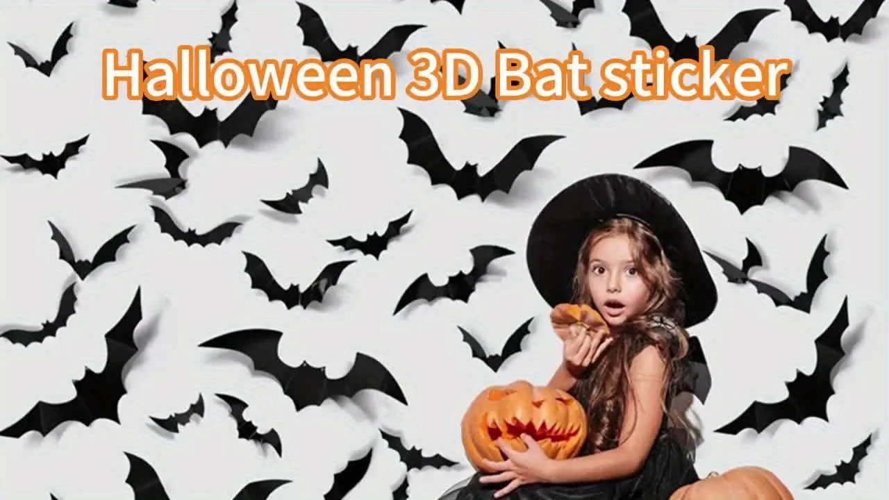 Halloween Fledermaus Dekorationen, 3D PVC Fledermaus an der Wand, Schwarze Wandaufkleber, Gruselige Party-Accessoires, DIY Dekoration Heimdekoration abnehmbare Sticker Horror Atmosphäre Festartikel Raumverzierung – Detail 2