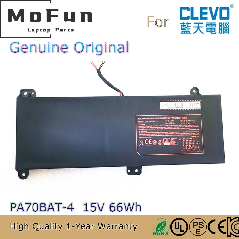 

Brand New Original PA70BAT-4 15V 66Wh Laptop Battery for Clevo PA70HS Powerspec 1710 PA70HP6-G PA70HS-G PA71HP6-G 4ICP6/66/83