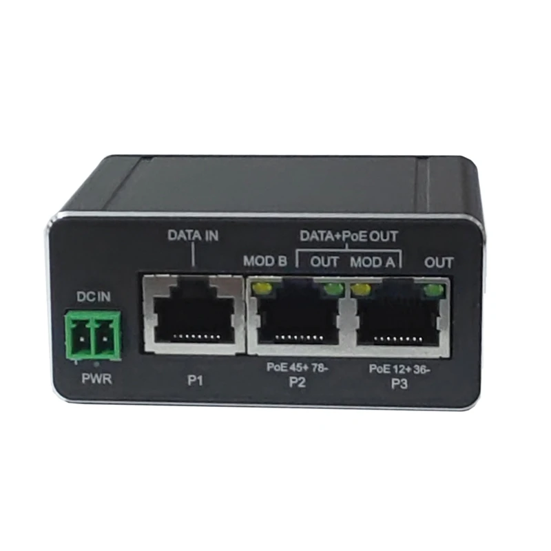 Injektor POE 30W Input DC pasif 48V 30W Mode Dukungan Output A 12 + 36-dan B 45 + 78-pin injektor POE RJ45