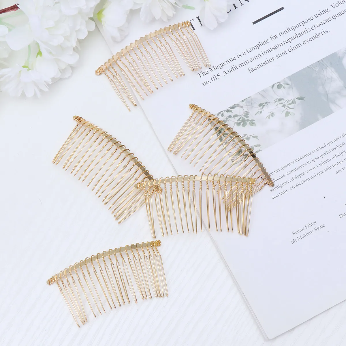 5Pcs Stylish Golden Metal Hair Comb Inserted Comb Women Headdress for Special Occasions Wedding Prom Party Picnic Dance Daily