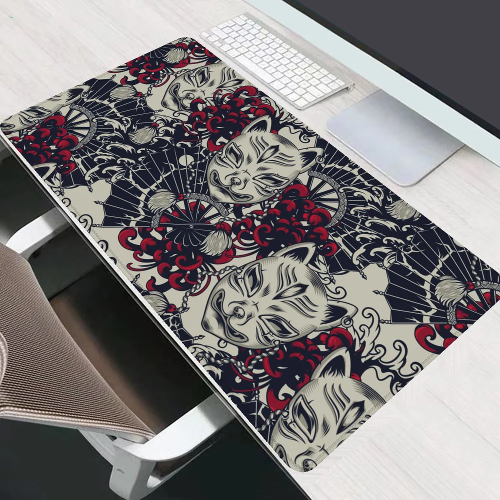 Kitsune Mask Mause Pad Gaming Mat Mouse Mats Desk Accessories Office Desktops Mousepad Gamer 900x400 Keyboard Extended Xxl Setup