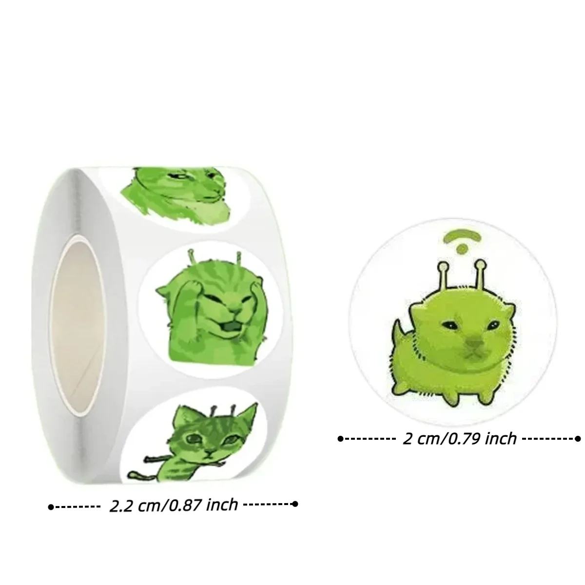 500pcs Funny Alien Cat Meme Stickers Green Alien Decals For Laptop, Water Bottle, Journal, Scrapbooking, Planner Decoration