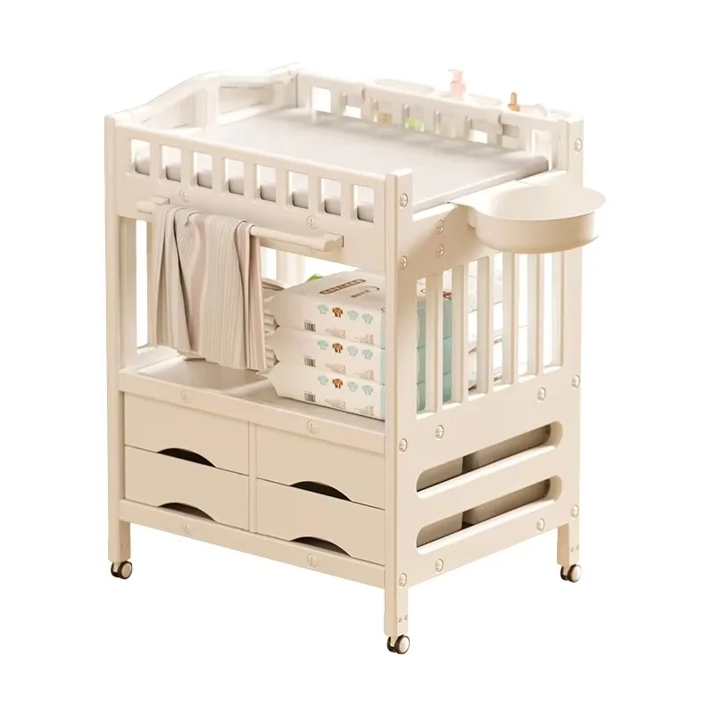 Deluxe storage basket care diaper table multifunctional baby changing table with bathtub thickened baby changing table