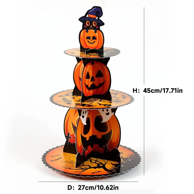 1-4PCS 3 Tier Spiderweb Dessert Stand Decor for Halloween Party Table Centerpiece Display Cake Tray Paper Dim Sum Rack - view 6