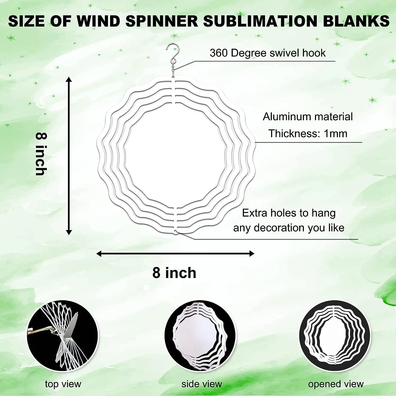 Wind Spinner Sublimation Blanks Products Heat Transfer 3D Aluminum Kinetic Sculpture Suspension Trim for Yards Gardens DIY Craft