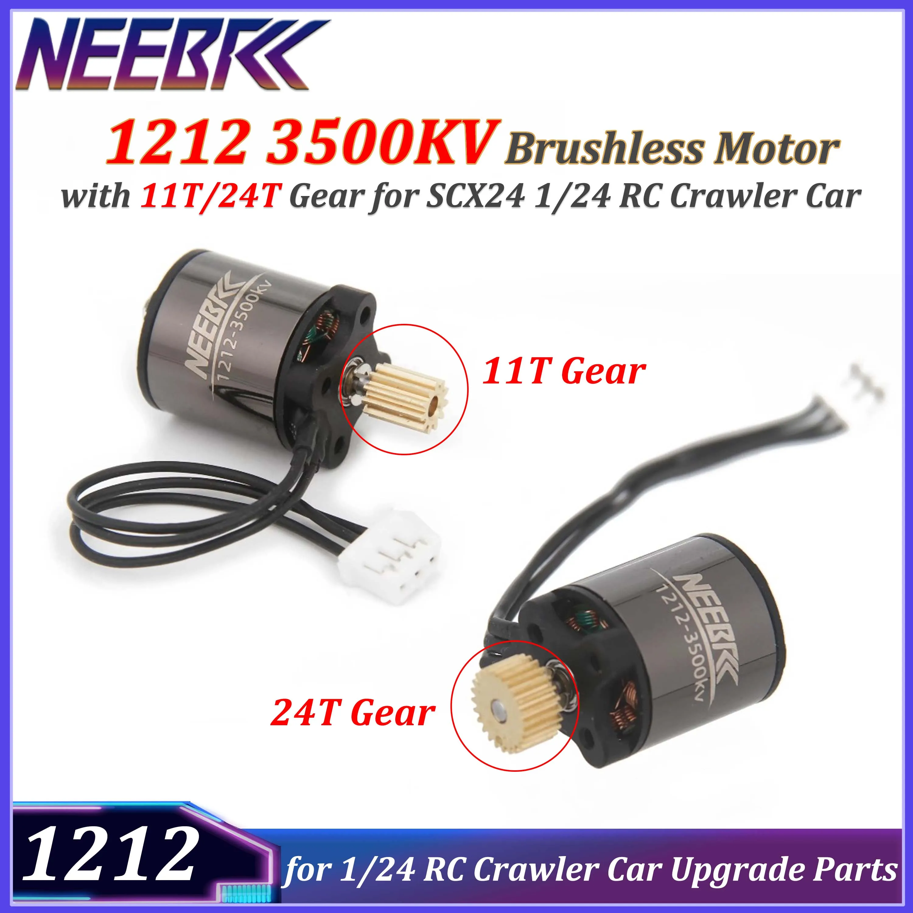NEEBRC 1212 3500KV Outrunner Bürstenloser Motor mit 11T/24T Getriebe für SCX24 1/24 RC Crawler Drift Climbing Car Truck Upgrade-Teile