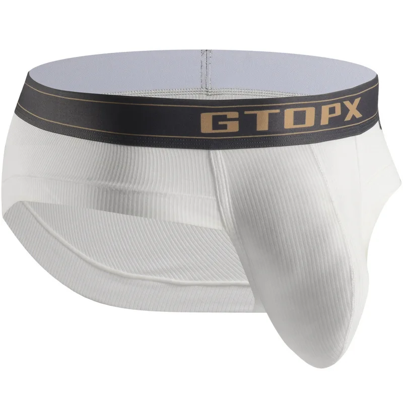 Gtopx-ropa interior Modal para hombre, calzoncillos con bolsa, bulto grande, bragas sexis para hombre, lencería transparente, bola de pene grande, mejora el bonito blanco y gris