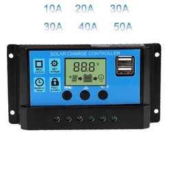 Regulator ładowania słonecznego MPPT PWM 100A 60A 50A 40A 30A Regulator mocy słonecznej 12V 24V Auto podwójny wyświetlacz LCD USB wyświetlacz obciążenia