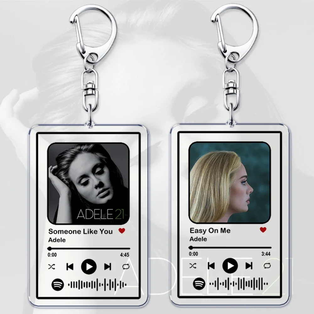 Hot Singer Music Keychains for Women Bag Accessories Someone Like You Easy on Me Hello Playlist Keying Jewelry Fans Friend Gifts