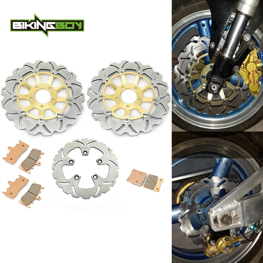 BIKINGBOY Front Rear Brake Discs Rotors Pads For Bandit GSF 1200 S 1996-2005 GSF1200 96-05 00 01 02 03 04 RF900R 96 97 98 99