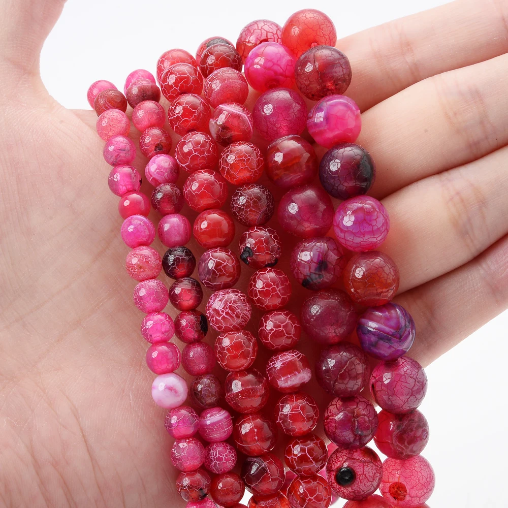 4/6/8/10/12mm Naturstein Perlen Red Moire Achate Runde Lose Spacer Perlen für Schmuck Machen DIY Armband Charms Zubehör