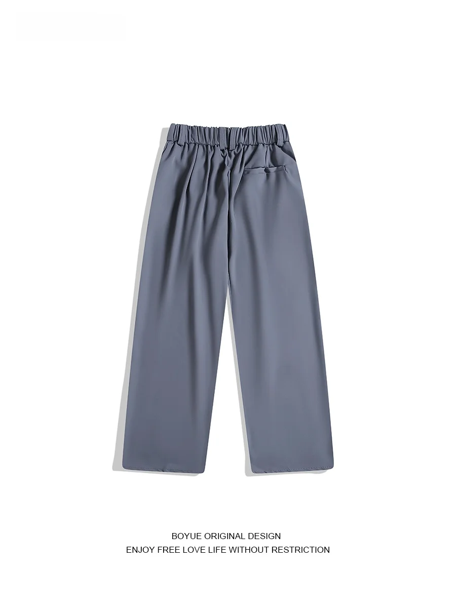 Boyue ريترو اليابانية Sle لون نقي الحرير الجليد Drapey West السراويل ex عادية الراقية الشعور السراويل الطويلة مستقيم الساق الجينز #4