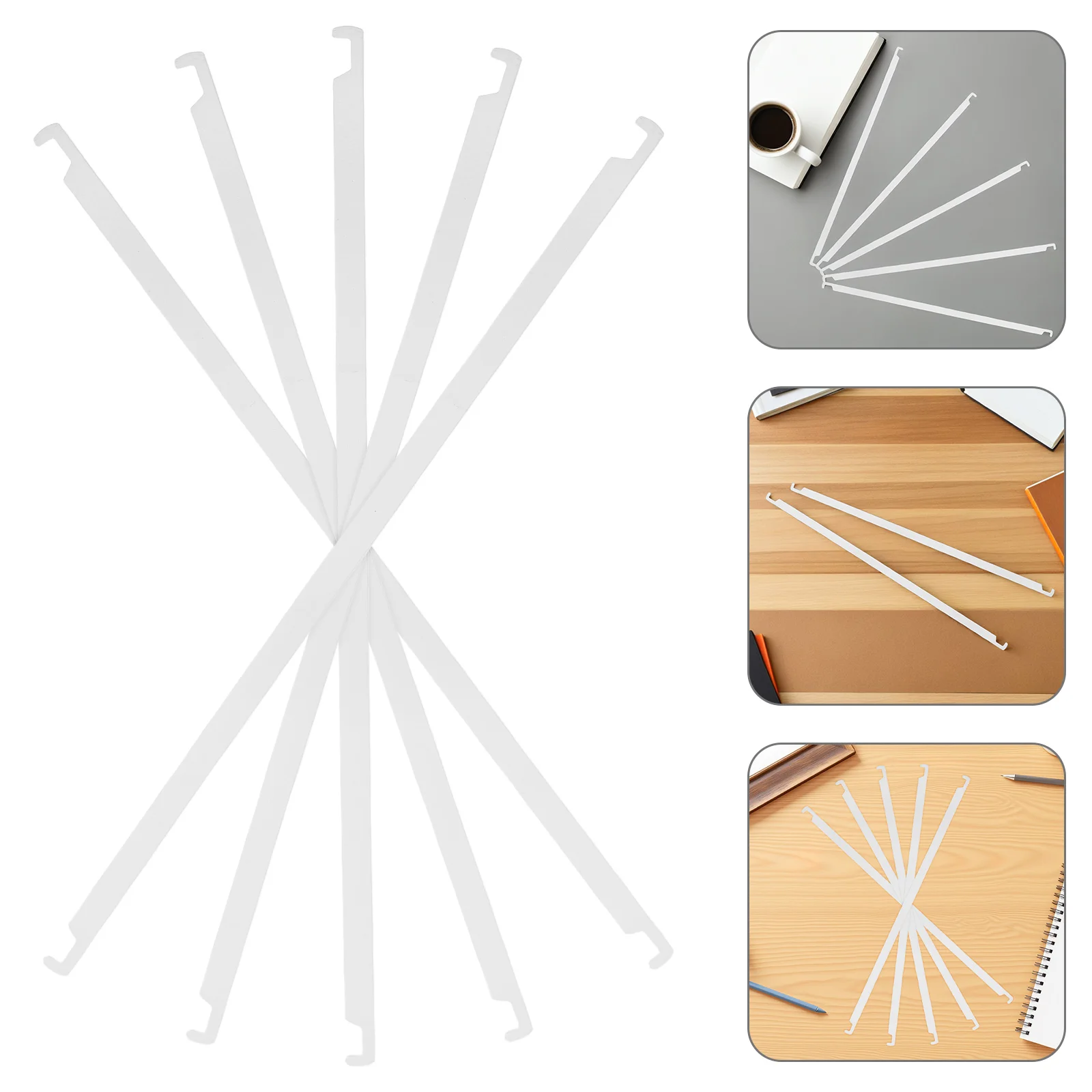 

10 Pcs Office Hanging Metal Poles File Folder Rods Supplies Filing Organizer Cabinet White Bars