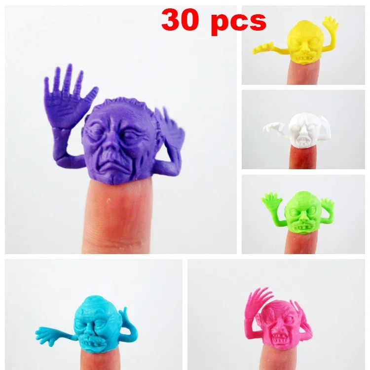 

30 Pcs Novelty Funny Mini TPR Colorful Ghost Head Finger Puppet Storytelling Finger Toys Kids Gifts Bedtime Role-playing Toys