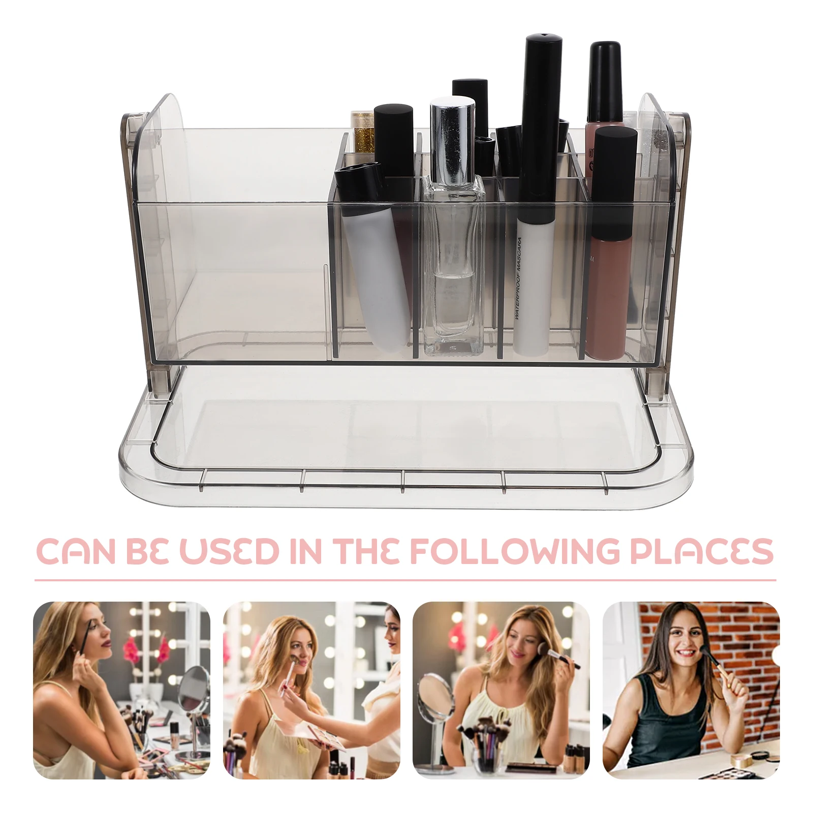

Rotating Makeup Brush Holder Desktop Organizer Brush Storage Large Capacity Smooth Surface Stable Base For Vanity Table