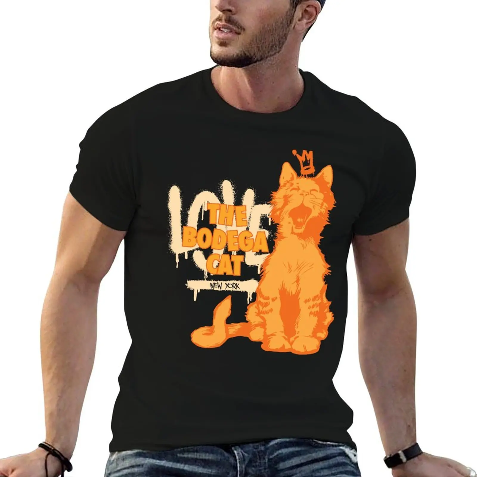 

BODEGA ORANGE CAT# 8 T-Shirt man t shirt designer man t shirt heavy cotton T-Shirt