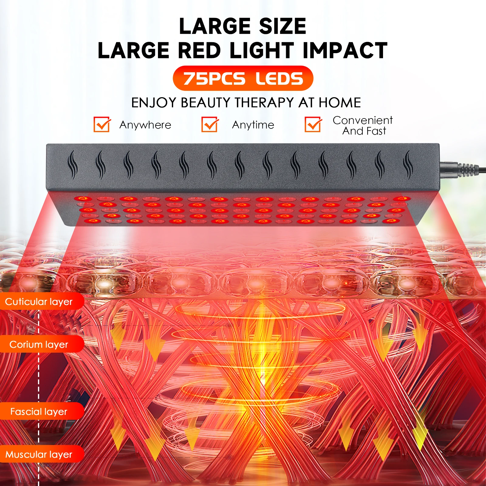Astarexin 75 LEDs 80W Red Light Panel 660nm & 850nm Near Infrared Light, LED Therapy Light for Body, Back, Waist, Shoulder, Daily Wellness Use view 4