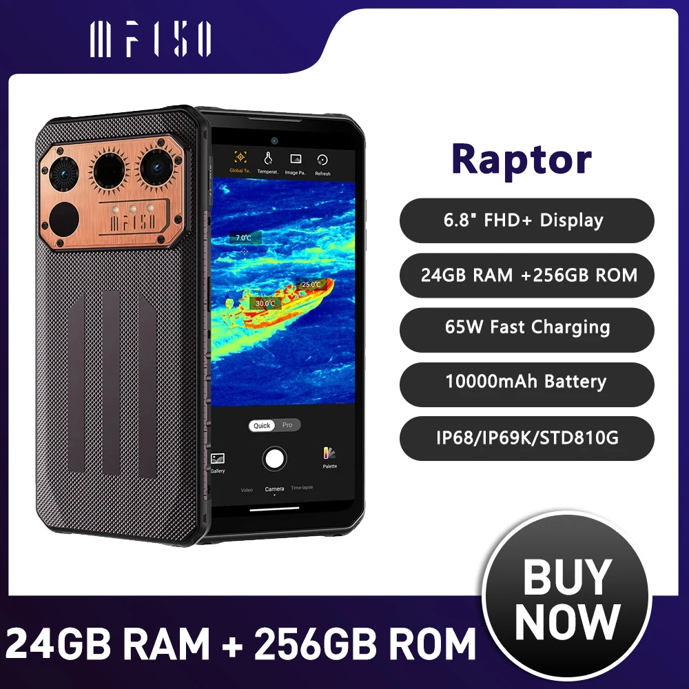 IIIF150 Raptor Phone 6.8 Inch 120Hz Ultra Thin IP68 Rugged Cellphone 12GB 256GB 108MP 10000mAh 65W Fast ChargingThermal Imaging