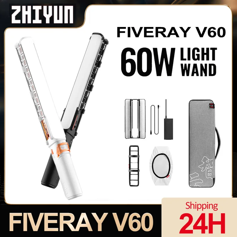 ZHIYUN FIVERAY V60 LED Stick Photography Light 60W 2700K-5500K Video Light Knob Adjustment Studio Photo Lamp with LED Screen