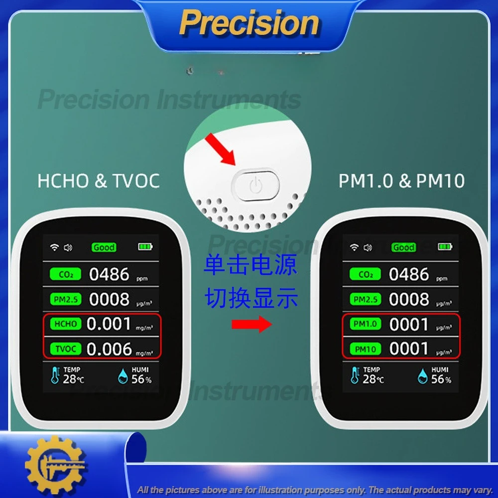 2026 8 in 1 Air Quality Monitor for Carbon Dioxide PM2 5 Formaldehyde TVOC Detection with Infrared Sensor Smart Home Integration