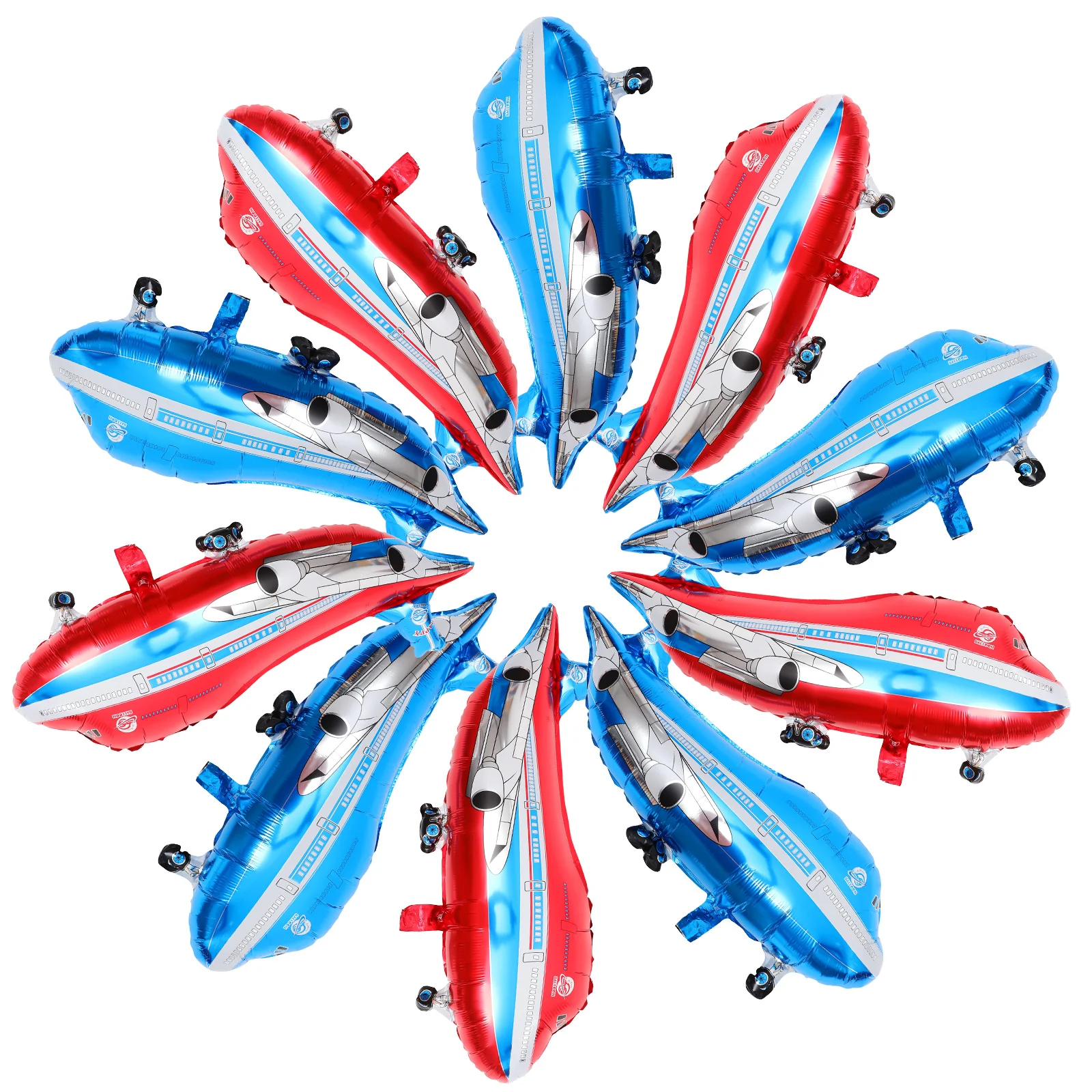 

10pcs Airplane Ballon Decor Foil Ballon Toy for Kid Party Gathering (Blue 5 Pcs, Red 5pcs)