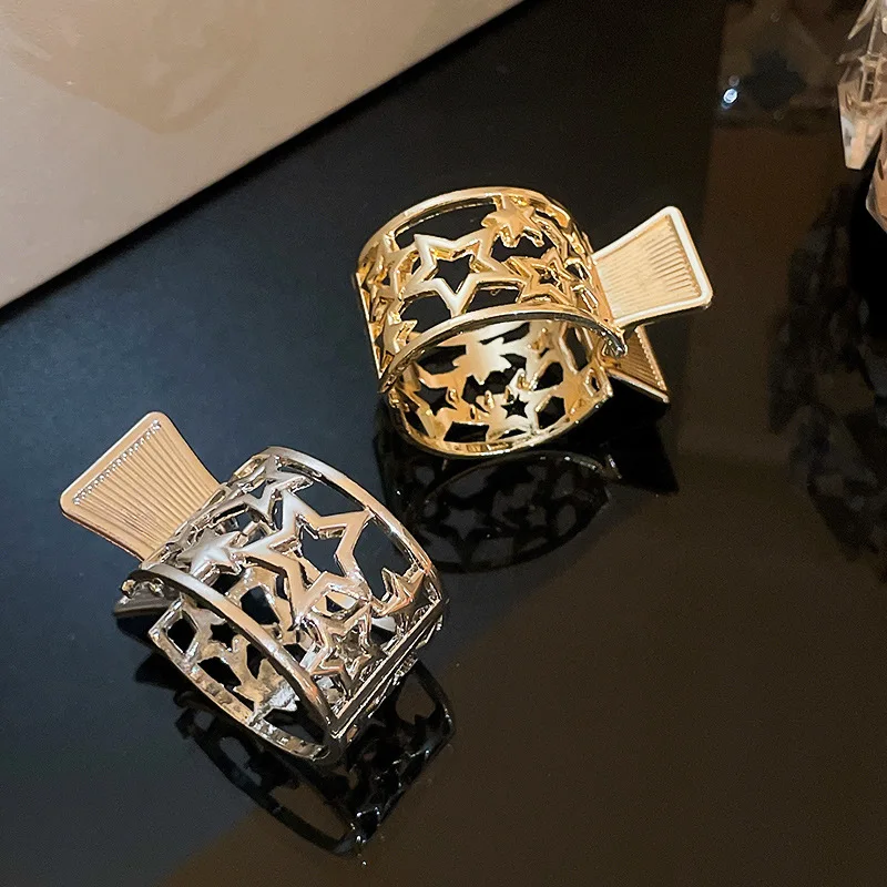 Jepit Rambut Cakar Geometris Wanita, Aksesori Rambut Fashion Klem Kristal Rambut Ekor Kuda Jepit Rambut Bando