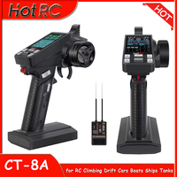 HotRC CT-8A 2.4Ghz 8CH FHSS Transmitter RC Radio System CT8A with F-08A PWM Receiver For RC Climbing Drift Cars Boat Ships Tanks