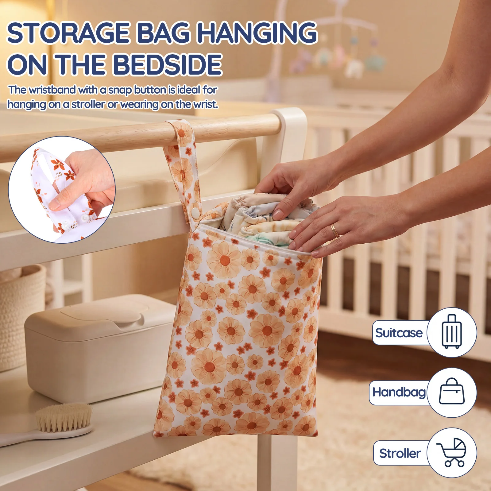 3Pcs Waterproof Wet Dry Bag For Baby Diaper Swimsuit Gym Clothes Toiletries Storage Bag Reusable Stroller Carry Handle Bag