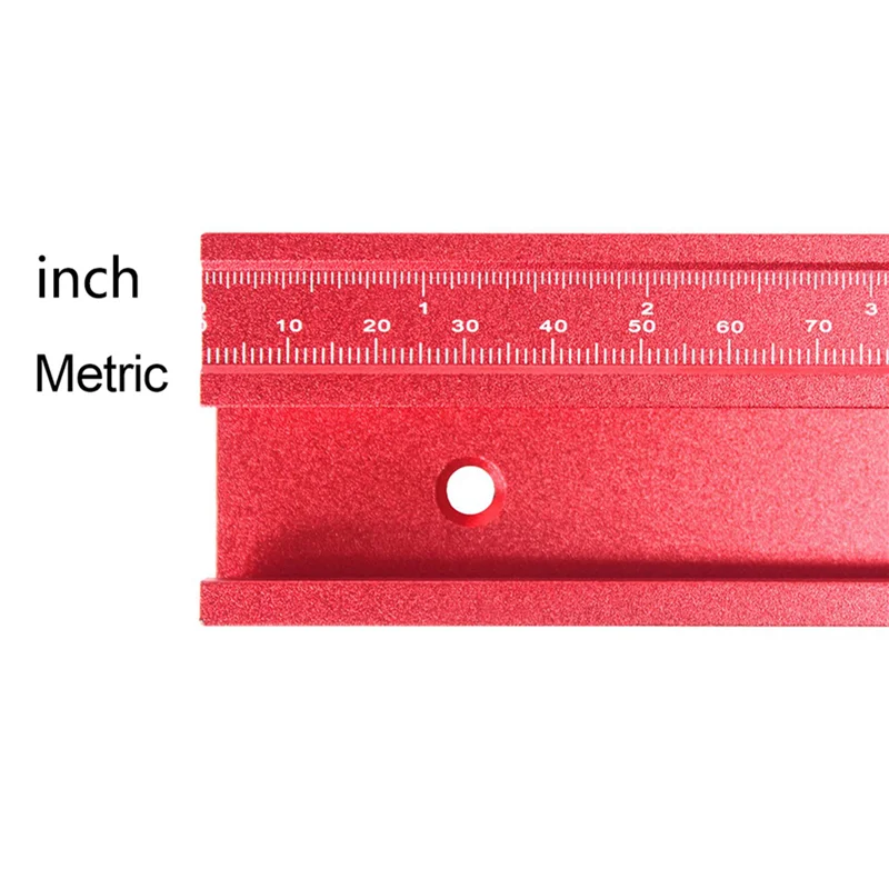 ABVT-2X T-track 45 Saluran dengan Skala Mm/Inci Paduan Merah T-track Slot Mitre Track 40Cm Gergaji Kayu