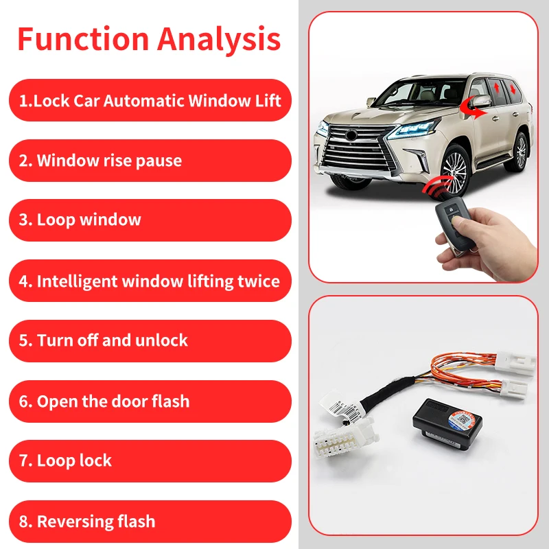 Moduł podnoszenia okna OBD dla Lexus LX 570 LX570 2008-2022 2021 blokada okno samochodu automatyczne zamykanie + lustro składane akcesoria