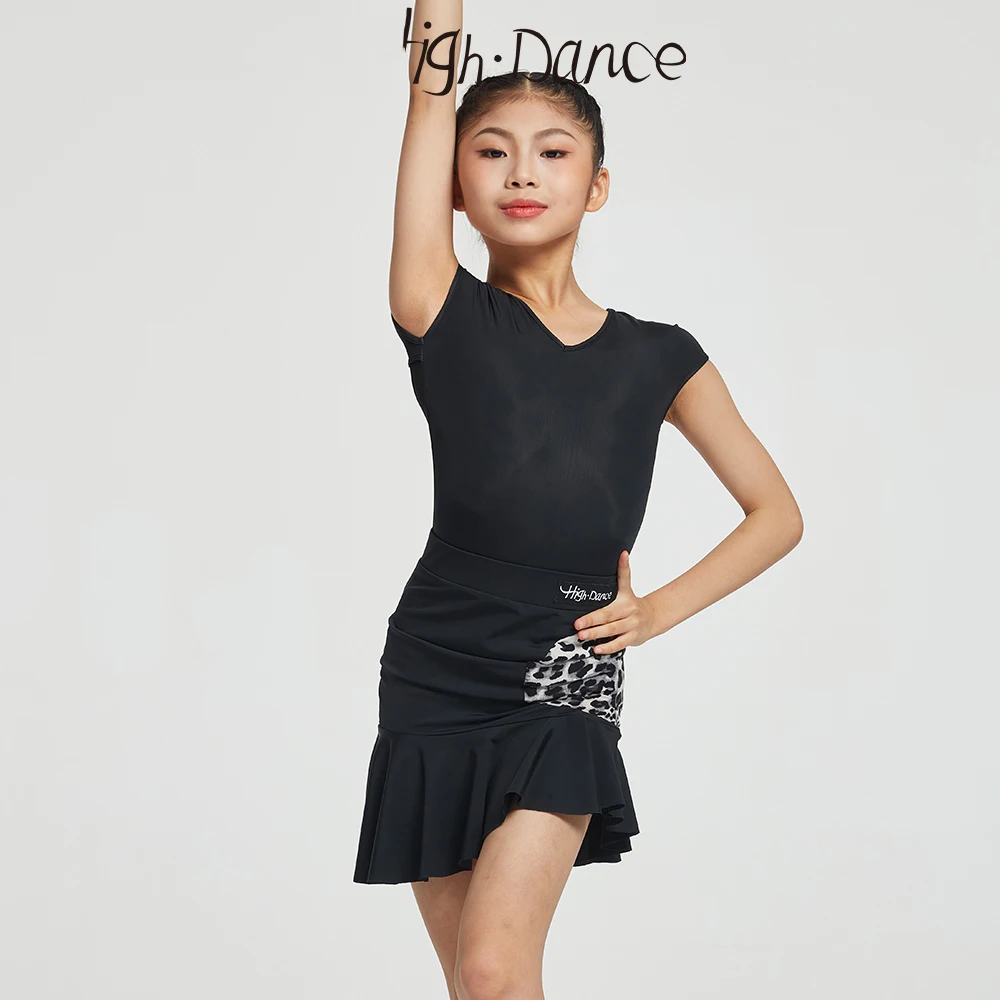 Robe de concours de danse latine pour filles, vêtements de danse latine à manches courtes, Costumes de danse latine Samba pour enfants, DW10992