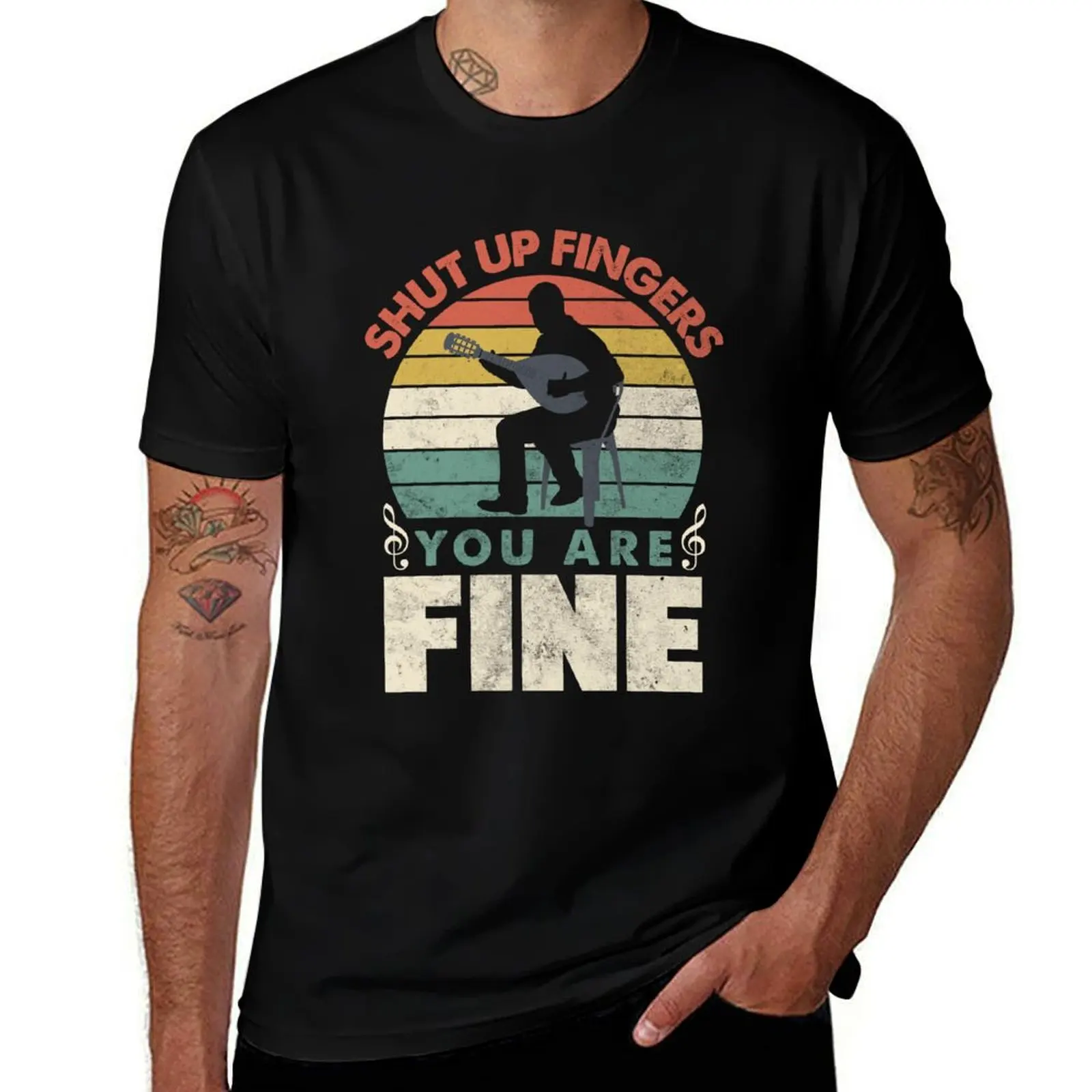 Mandolin Mandolinist Shut Up Fingers You Are Fine Funny T-Shirt Work Short Sleeve Cotton Top T-Shirt