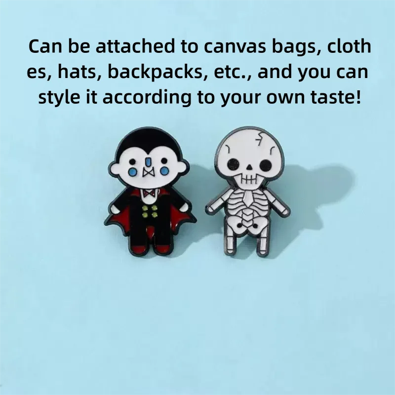 Heye 할로윈 뱀파이어와 해골 호러 브로치 배지 (옷, 모자, 가방, 배낭, 액세서리 및 선물용)