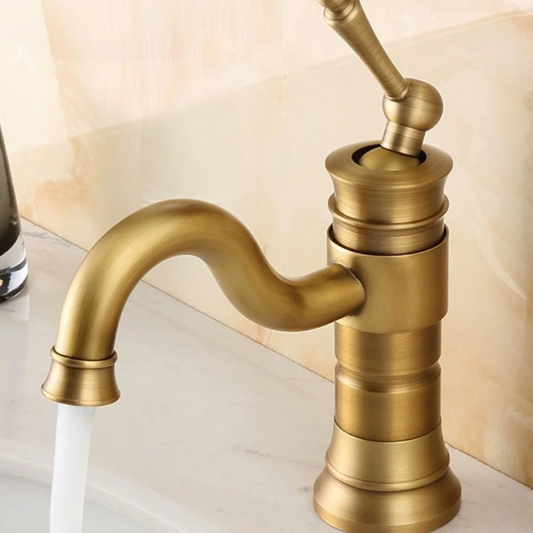 Antique Bathroom Faucet Basin Faucet Brass Hot Cold Black Bathroom Sink Faucet Deck Mounted Lavatory Faucet Mixer Water Tap