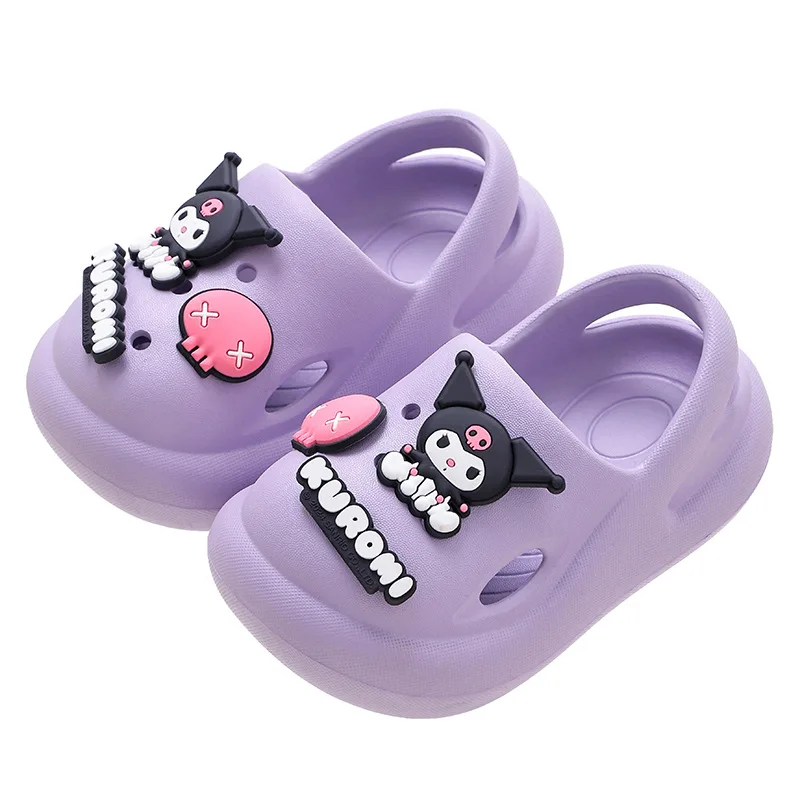 Sanrio Children\'s Slippers Hole Non-Slip Girls Indoor Soft Bottom Breathable Deodorant Cute Cartoon Bow-top Sandals