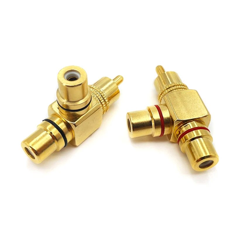 

1 Pair High Quality Gold Plated RCA Male to 2 Female RCA Splitter Adapter AV Video Audio T Plug RCA 3 way Plug R Connector