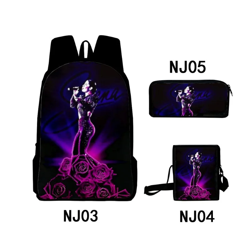 Trendy Popular Selena Quintanilla 3D Print 3pcs/Set School Bags Laptop Daypack Backpack Inclined shoulder bag Pencil Case